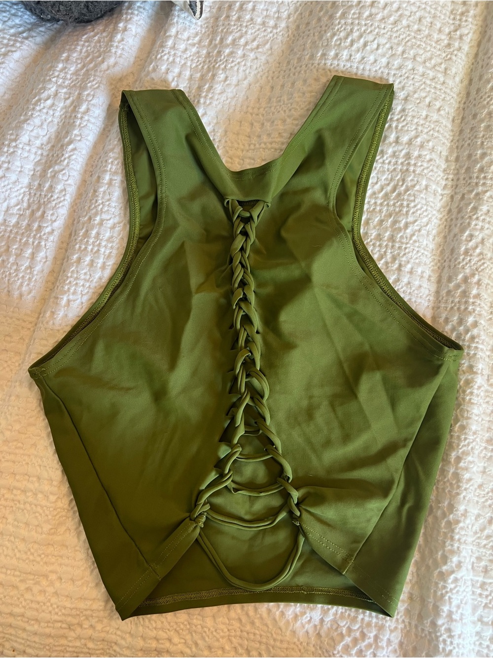 Montce Swim Olive Green High Neck Braided Back